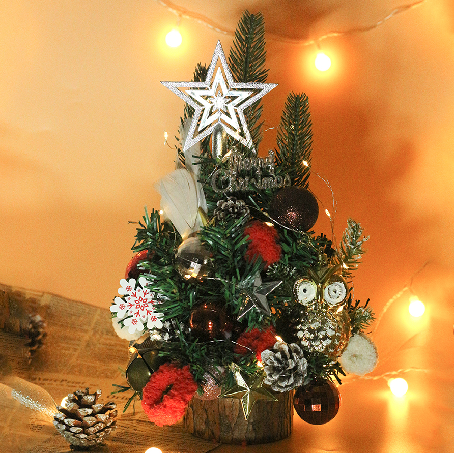 Cây Thông Noel Hàn Quốc THQ17 Chim cú 40cm Cây Thông Vintage Trang Trí Giáng Sinh