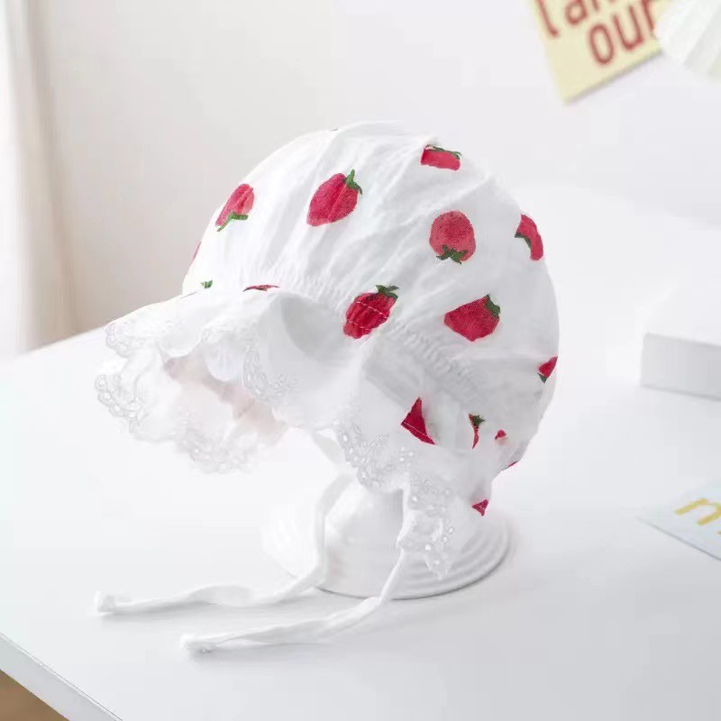 Mũ vải xô cotton tiểu thư cho bé gái từ 2-18 tháng tiểu