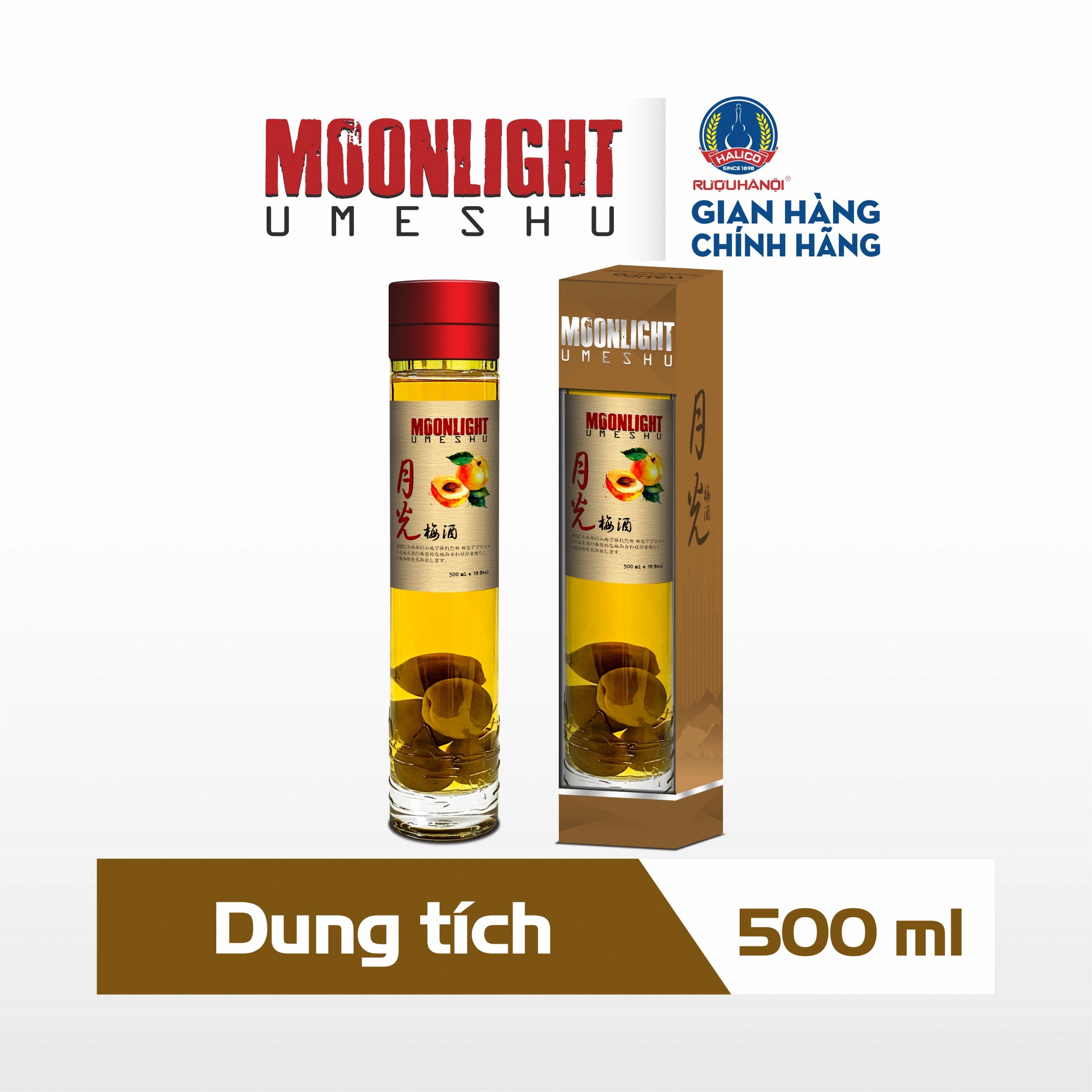 Hình ảnh RƯỢU MƠ MOONLIGHT nồng độ 18% chai 500ml kèm hộp