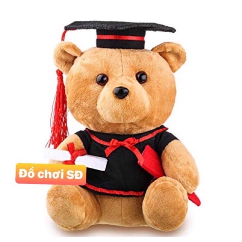 THÚ BÔNG GẤU TỐT NGHIỆP TRUNG 27cm - tặng túi gói quà và nơ