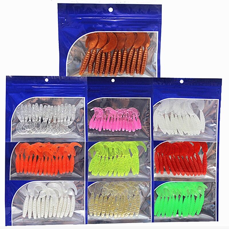 10PCS/Set Fashion Silicone Rubber Fake Maggots Bait Luminous Mini Tail Soft Bait Worm Fishing Lures Fishing Bait 3.5cm/0.7g