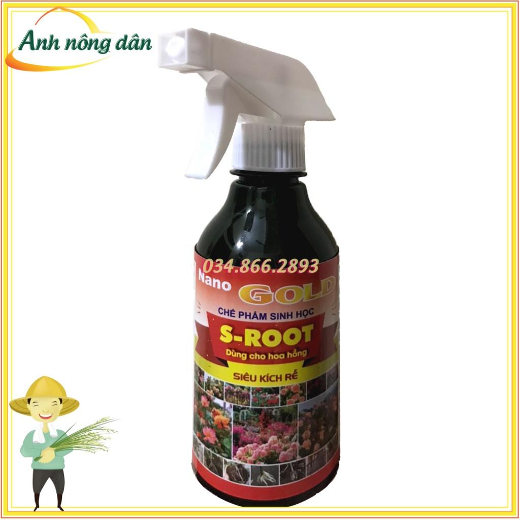 Chế phẩm sinh học dang chai xịt siêu kích rễ S-ROOT nano GOLD dùng cho hoa hồng
