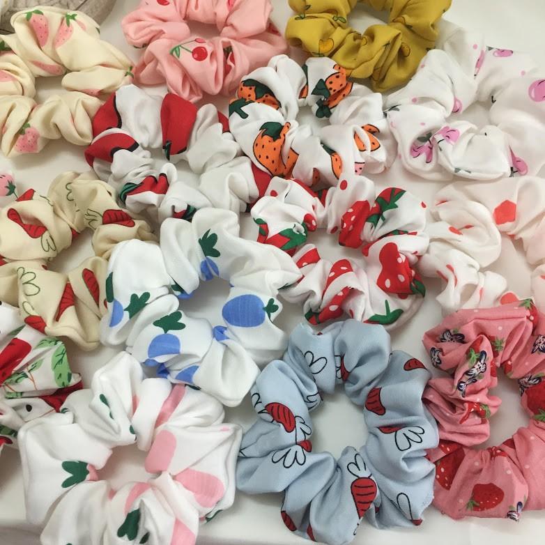 Dây cột tóc scrunchies hoa quả dâu, bơ, cà rốt, lê, chanh, cherry