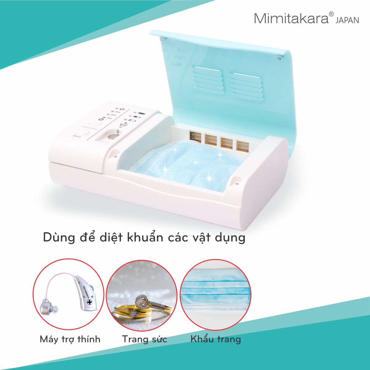 Máy sấy, diệt khuẩn UV-C, thiết kế cầm tay Mimitakara. Nguồn USB 5V 2A UP-221