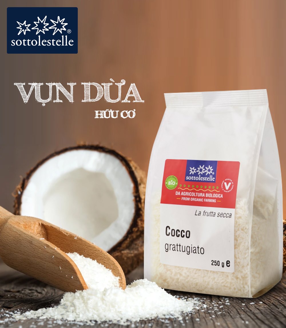 Vụn Dừa Hữu Cơ 250g Sottolestelle Organic Shredded Coconut