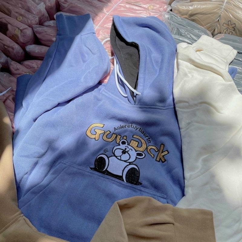Áo Hoodie Gauduck Logo Thêu Nỉ Ngoại Áo Khoác Nỉ Tay Phồng Unisex Form Nam Nữ, Áo Khoác Hoodie Form Rộng, Áo Hoodie Nam Nữ Form Rộng Freesize Dưới 65kg Bông Dày Dặn Phong Cách