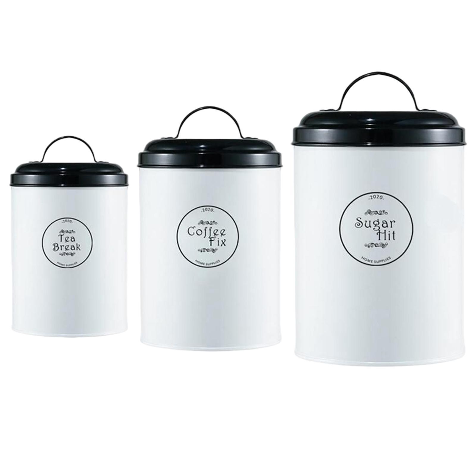 3x Storage Jars Sugar Coffee Tea Organizer Nordic for Office Kitchen Bedroom
