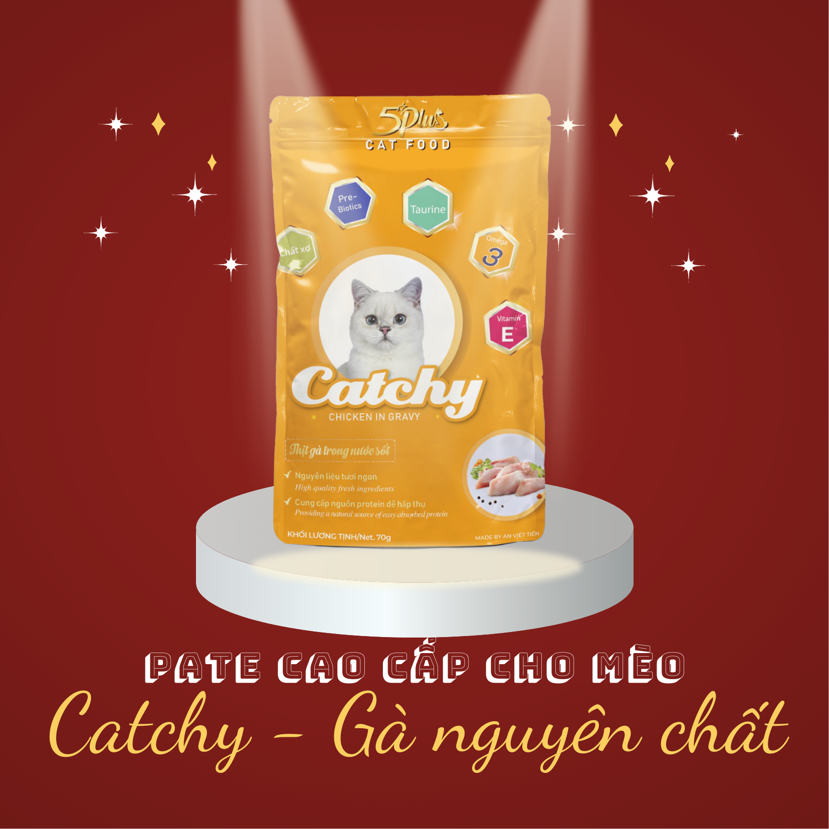Pate Cho Mèo 5Plus Catchy 70g - Vị Gà
