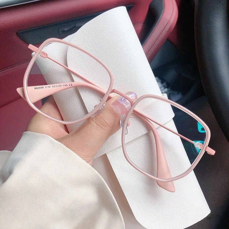 Kính nữ màu hồng - kính gọng vuông phong cách vintage hàn quốc