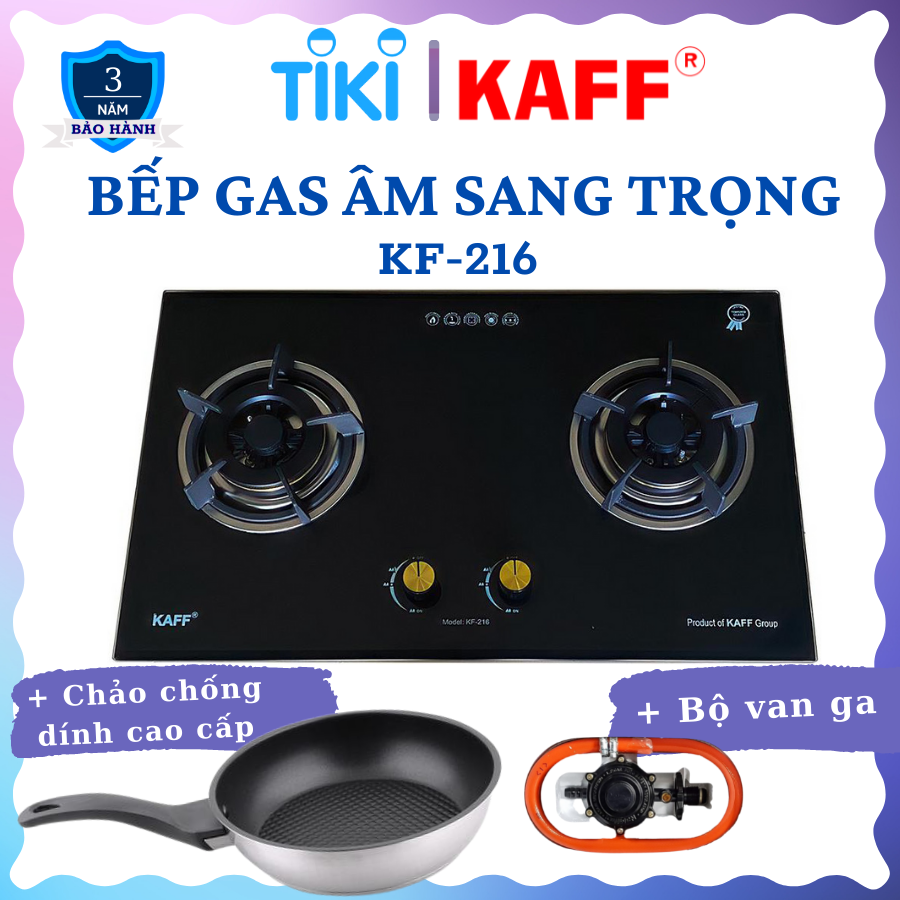 Bộ Bếp ga âm KAFF KF- 216 bao gồm: Bếp ga + chảo chống dính cao cấp + bộ van ga - Hàng chính hãng