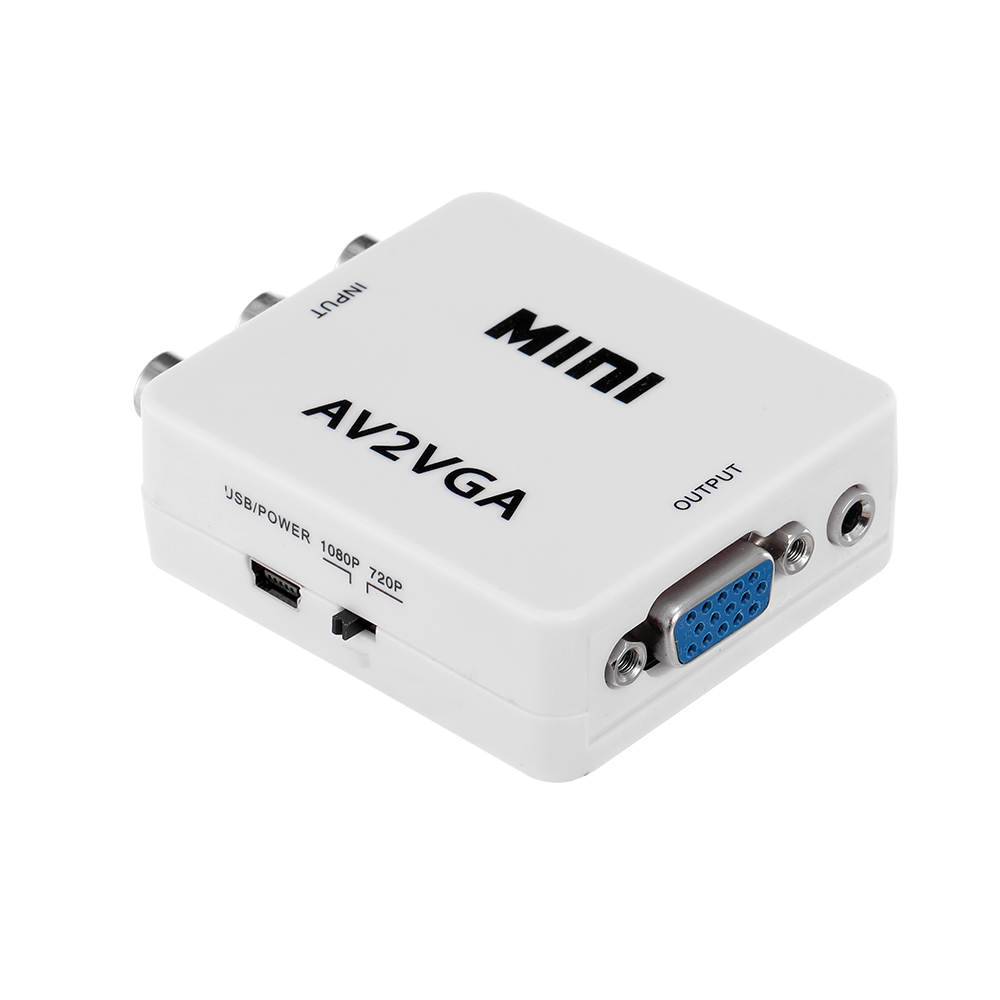 Bộ chuyển đổi AV sang VGA 1080P HD Mini VGA Converter Bộ chuyển đổi video ABS Shell cho STB / Máy tính