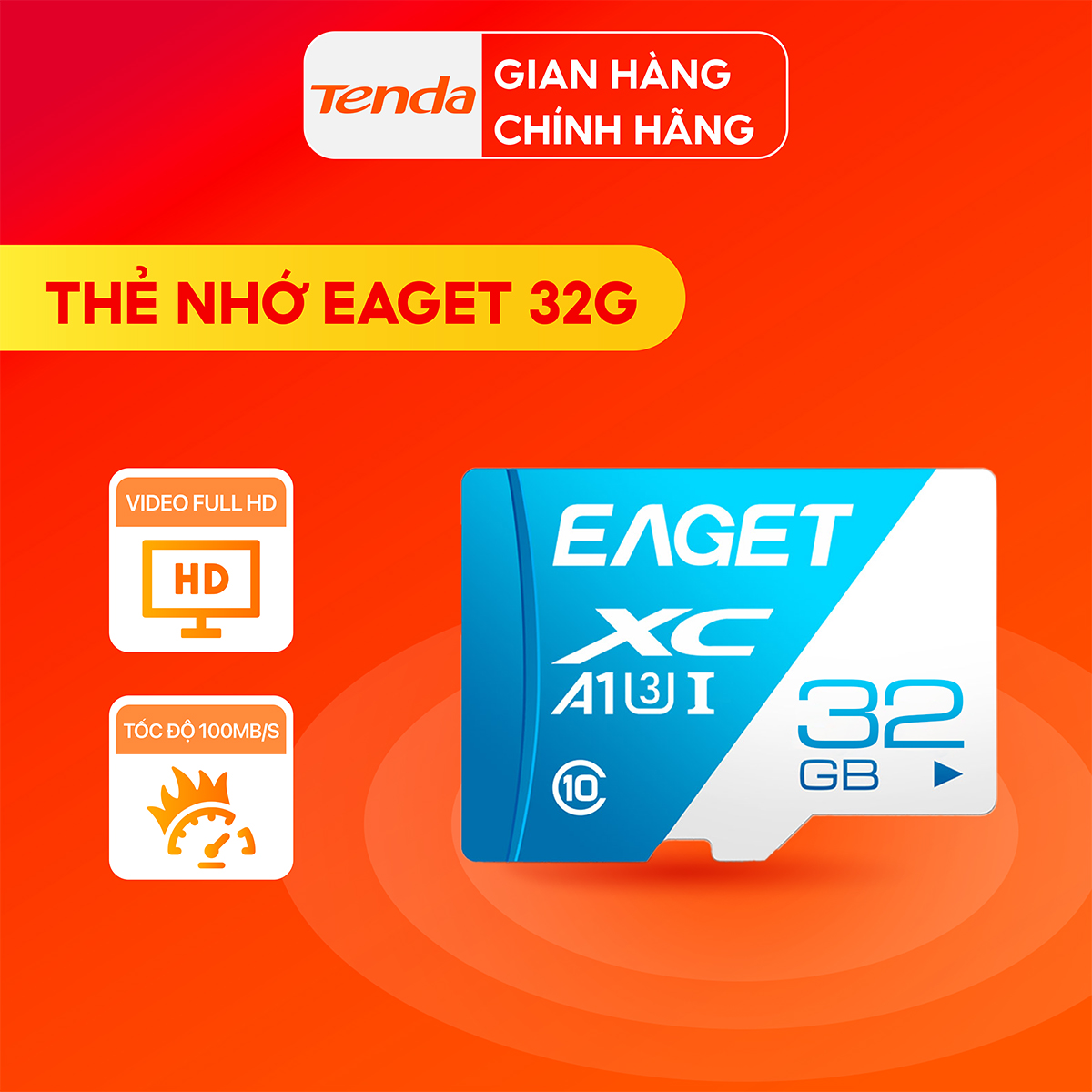 Thẻ nhớ micro 32Gb ET-T1 EAGET Class 10 80Mb/s - Hàng chính hãng