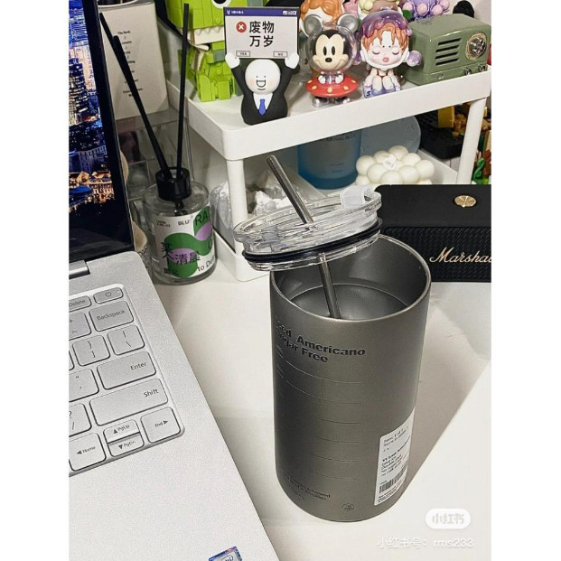Ly Giữ Nhiệt Iced Americano Inox 304 Cao Cấp Không Gỉ, Cốc Uống Coffee, Cafe, Uống Nước 600ML Kèm Ống Hút