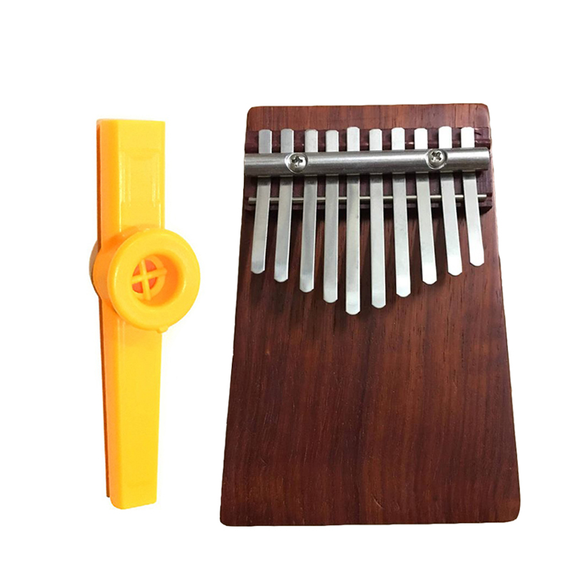 Đàn Kalimba Gỗ 10 phím Tặng Kèm Kèn Kazoo - Trơn Nâu