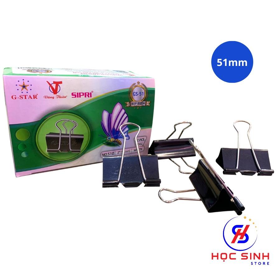 Hộp 12 Cái Kẹp Bướm 51mm Đen Gstar Size Lớn Kẹp tài liệu