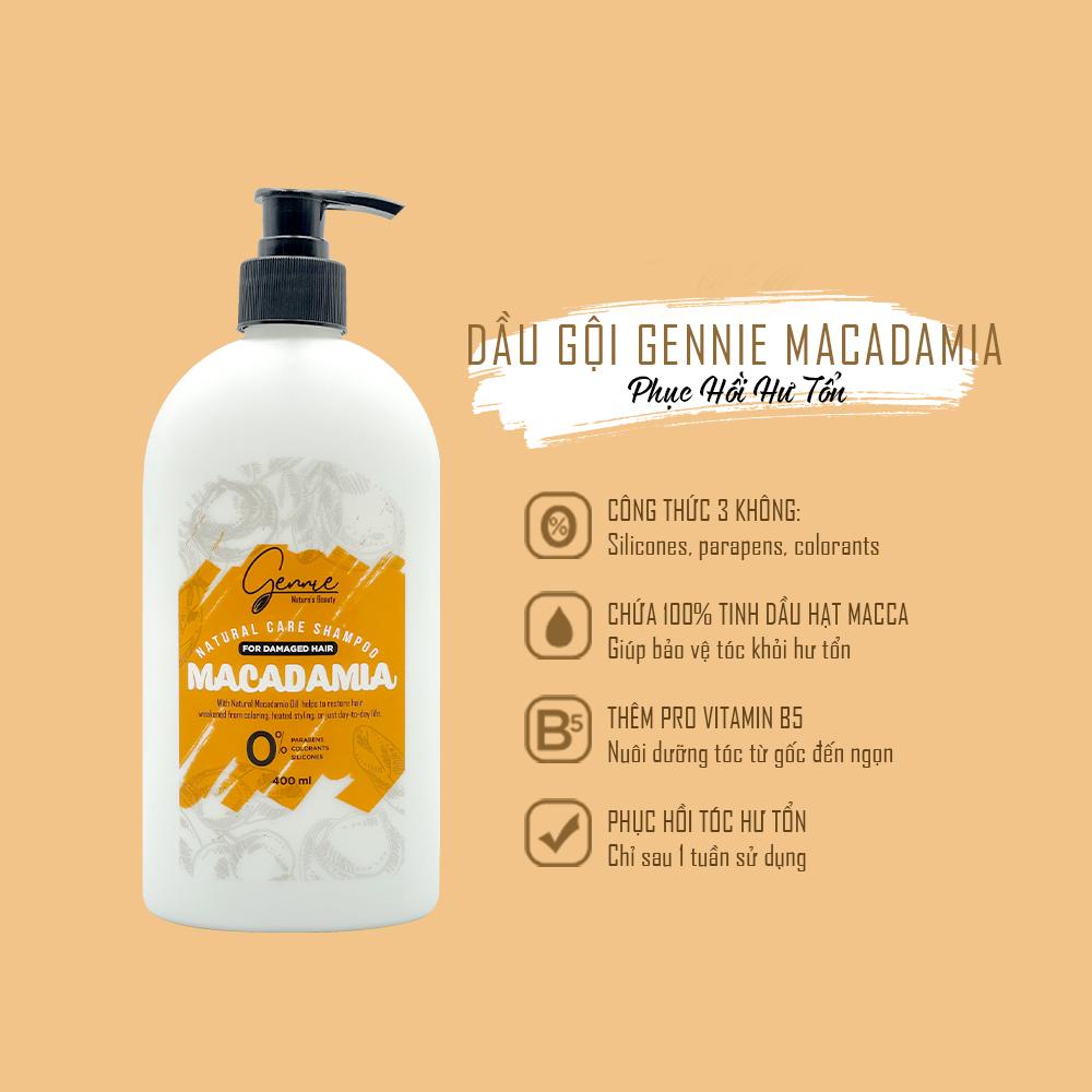 Dầu Gội Gennie Natural Care Dầu Hạt Macca Dành Cho Tóc Hư Tổn 400ml