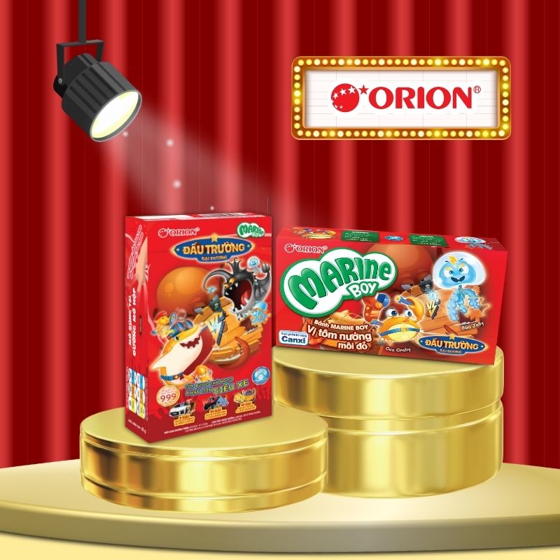 Bánh Cá Marine Boy Orion vị Tôm Nướng Môi Đỏ 35g/hộp