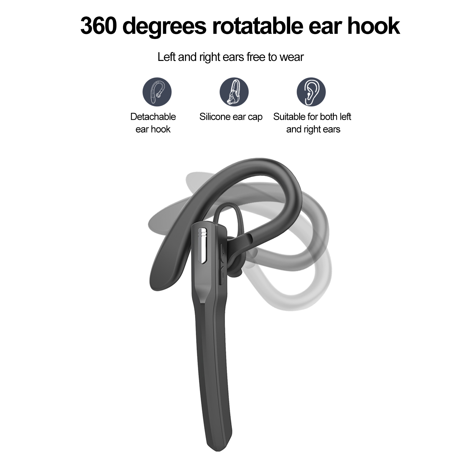 Tai Nghe Bluetooth V5.0 Không Dây Dành Cho Doanh Nhân Có Móc Tai Và Micrô