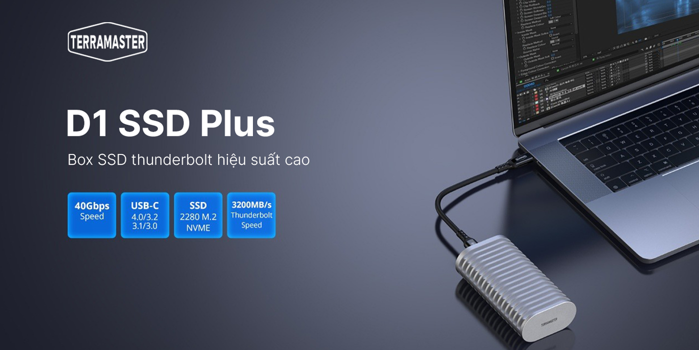Box SSD TerraMaster D1 SSD Plus M.2 2280 NVMe 40Gbps Hàng chính hãng