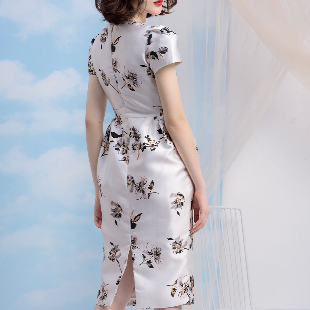 Hình ảnh Đầm Tafta In Hoa Dáng Bút Chì Dmax FD019