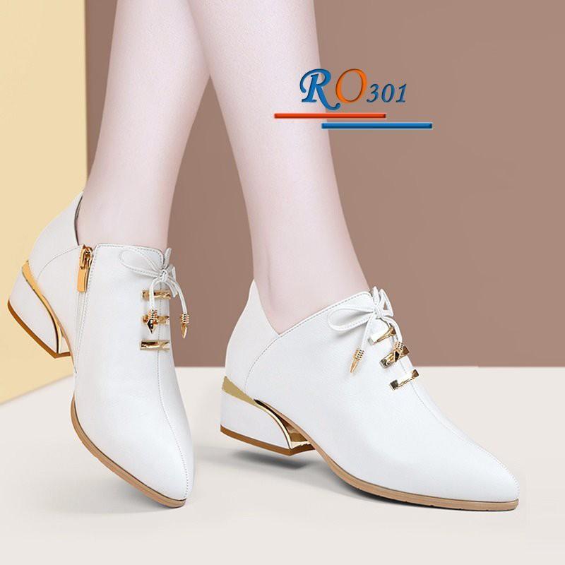 Boot thời trang nữ cao cấp ROSATA RO301 4p gót trụ - Đen, Trắng - HÀNG VIỆT NAM - BKSTORE