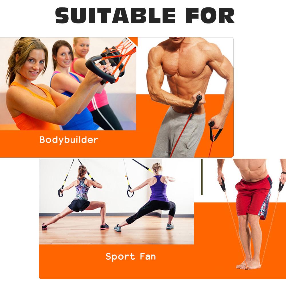 Bộ 11 dây kháng lực đàn hồi ngũ sắc tập gym bằng vật liệu TPE đàn hồi