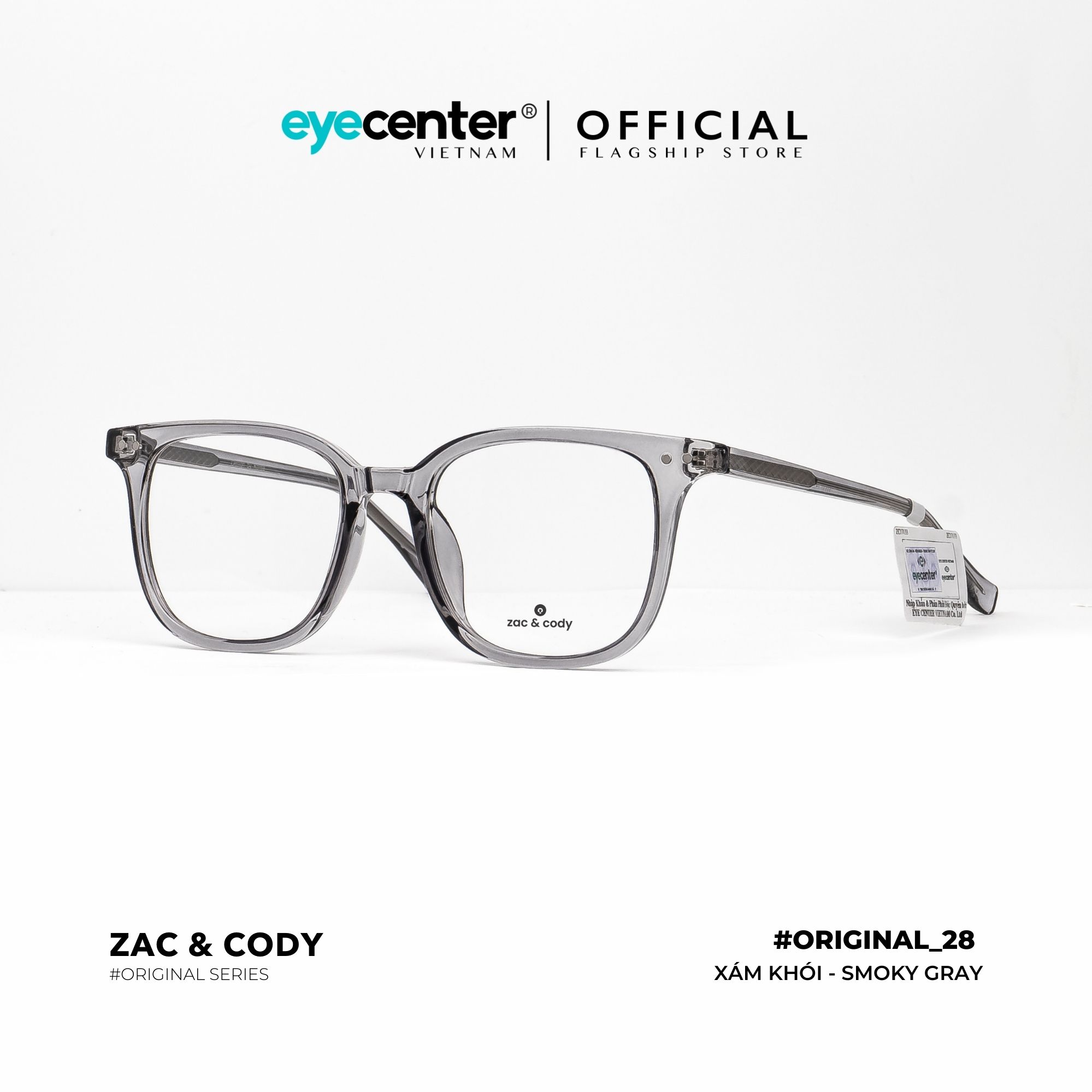 Gọng kính cận nam nữ chính hãng B28-S ZAC CODY dáng vuông lõi thép chống gãy BS28 by Eye Center Vietnam