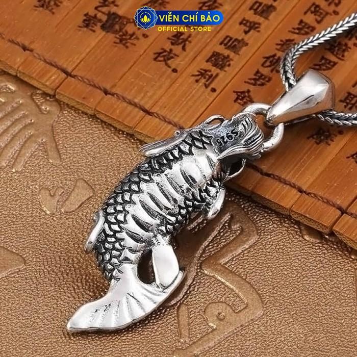 Mặt dây chuyền bạc nam Cá Chép Hóa Rồng chất liệu bạc Thái 925 thời trang phụ kiện trang sức nữ Viễn Chí Bảo M100500