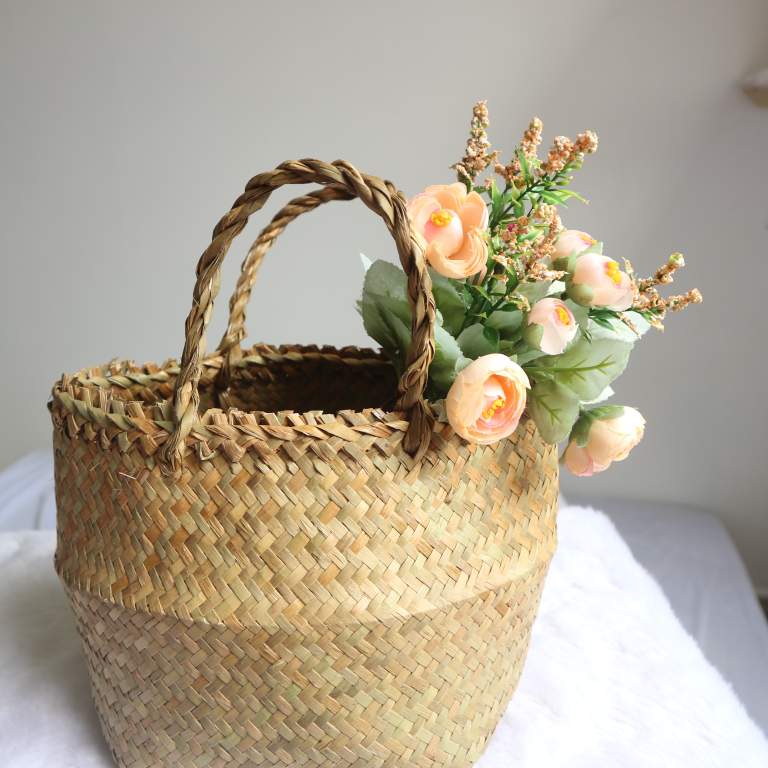 Giỏ Đệm Tròn Đựng Hoa, Đựng Trái Cây Trang Trí - Cổ Điển - Thiên Nhiên
