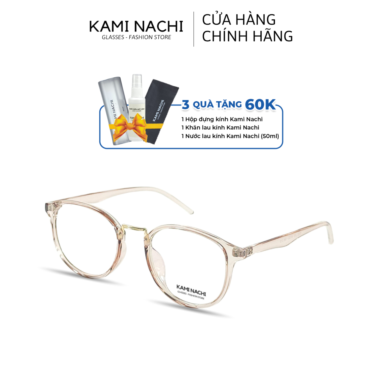 Gọng kính nhựa dáng tròn bầu KAMI NACHI phong cách đơn giản TR90.209T