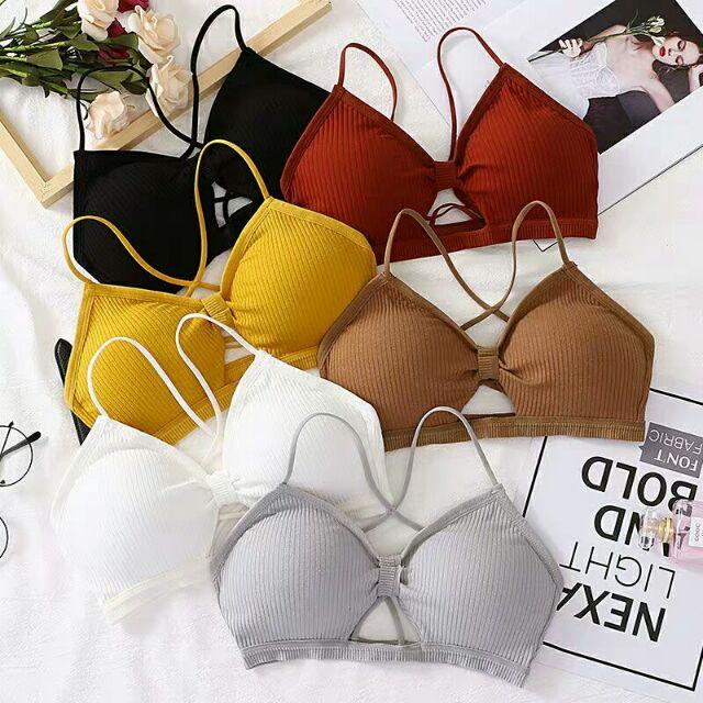 Áo lót nữ bra len tăm hai dây đan kiểu dáng mới N026