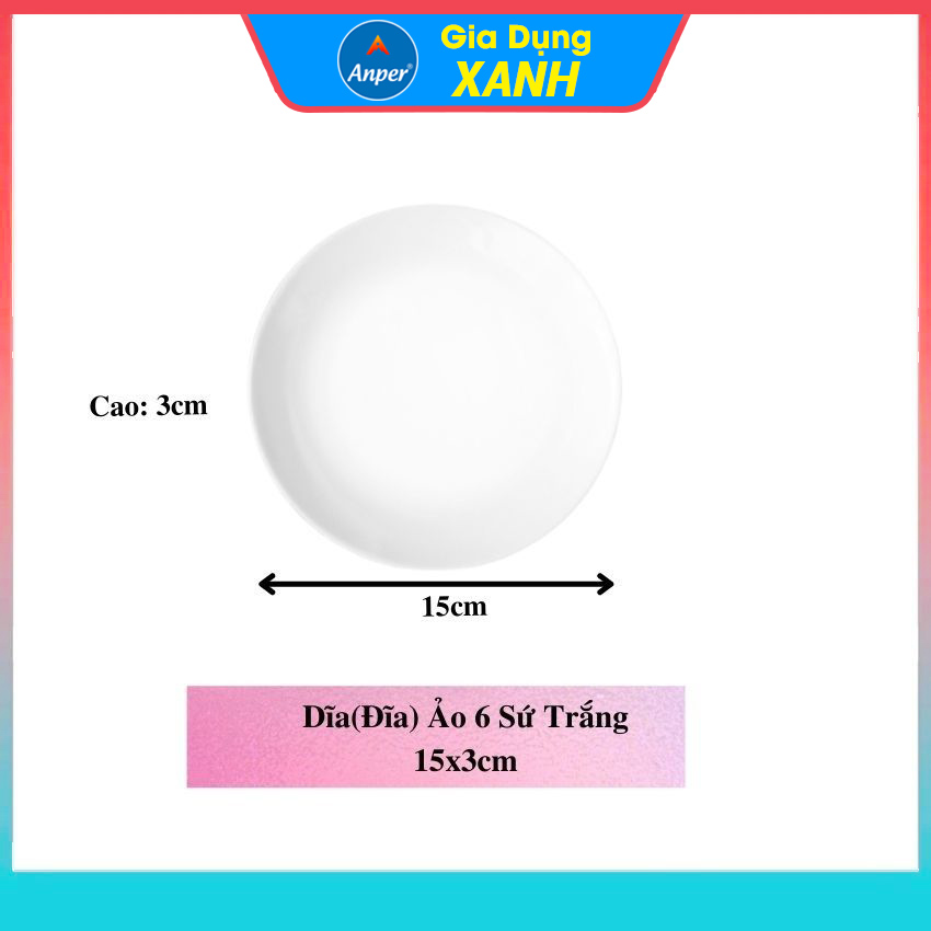 Combo 2 đĩa sứ 3 Dĩa  Sứ trắng 15cm 18cm 25cm 30cm   Anper Cao Cấp Phong Cách Nhật Hàn   dĩa sứ dĩa trắng tròn chén đĩa đẹp plate đĩa sứ kiểu đĩa sứ sâu lòng đĩa sứ trang trí