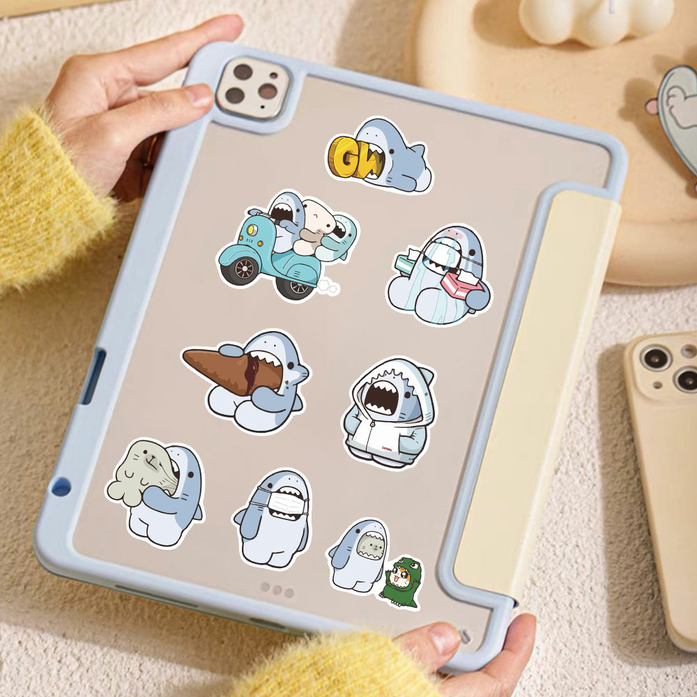 Sticker cá mập samezu đáng yêu decal dán laptop , điện thoại hình dán trang trí