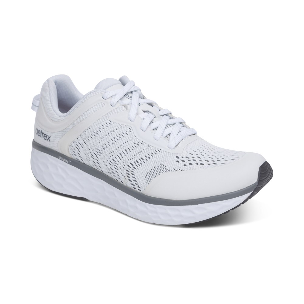 Giày sneaker sức khỏe nam Aetrex Chase White - Giày thể thao nam hỗ trợ nâng vòm chân, nhẹ êm