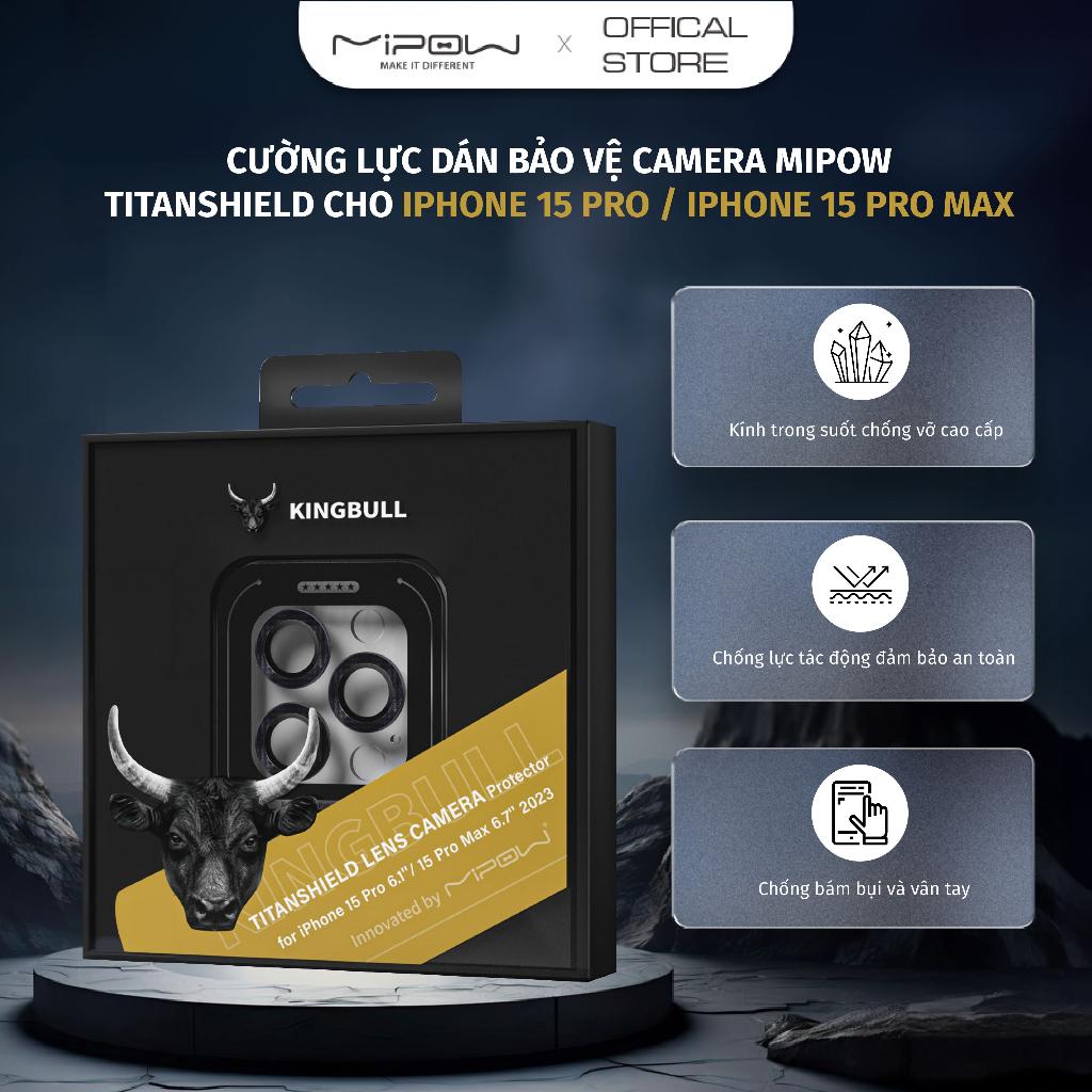Cường lực dán bảo vệ camera MIPOW TitanShield cho iPhone 15 Pro / 15 Pro Max - Hàng chính hãng