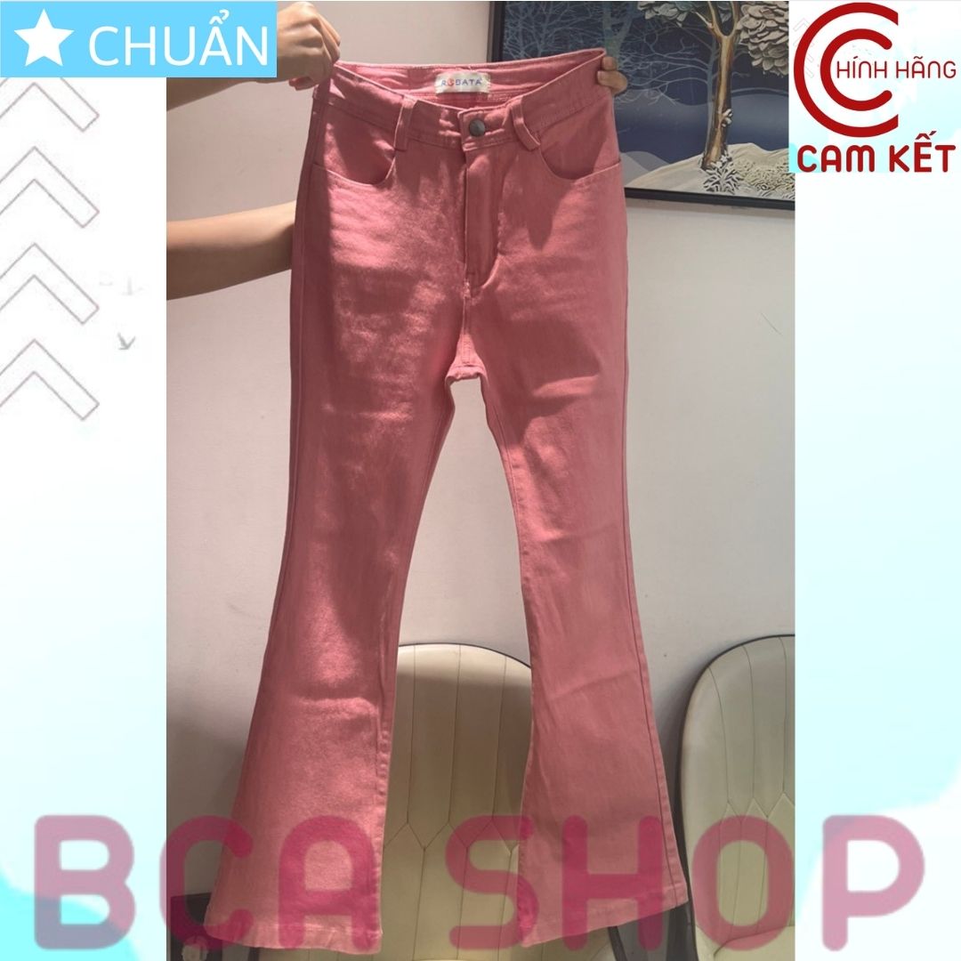 Quần Jean Nữ Ống Loe QRO98 ROSATA tại BCASHOP Dáng Dài, Lưng Cao 1 Nút, Phom Chuẩn, Chất Liệu Jean Cao Cấp Màu Hồng Cực Ngọt