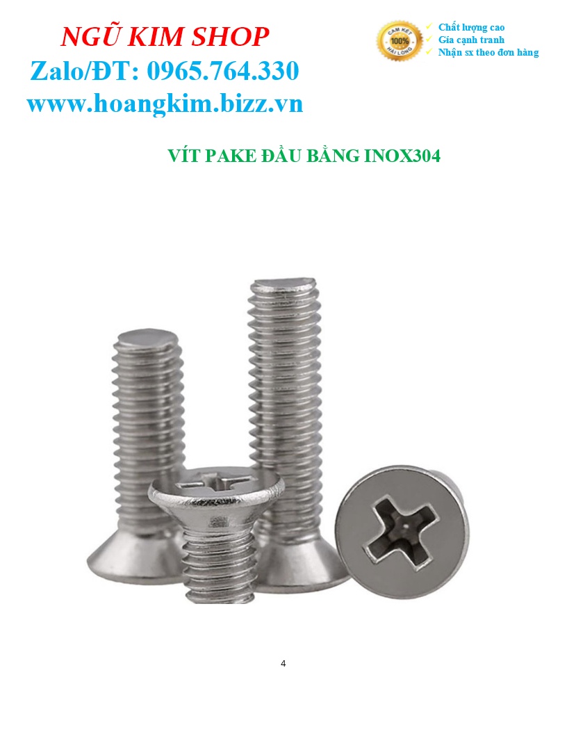 ỐC PAKE ĐẦU BẰNG INOX304 M5