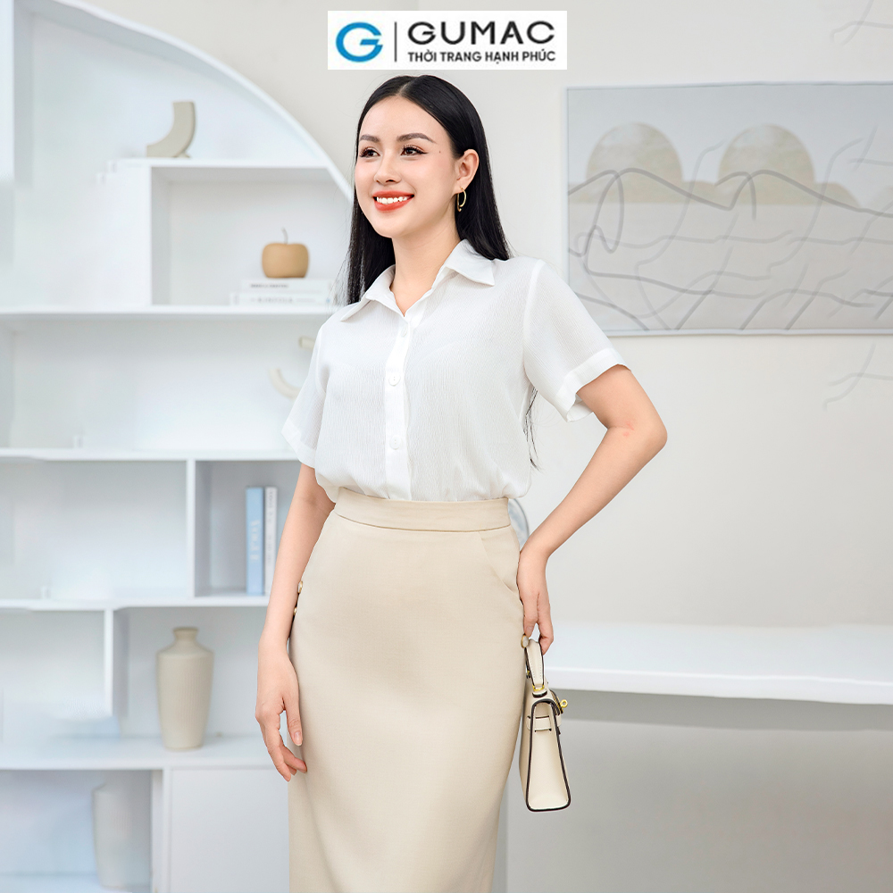 Áo sơ mi nữ tay ngắn GUMAC AD11060