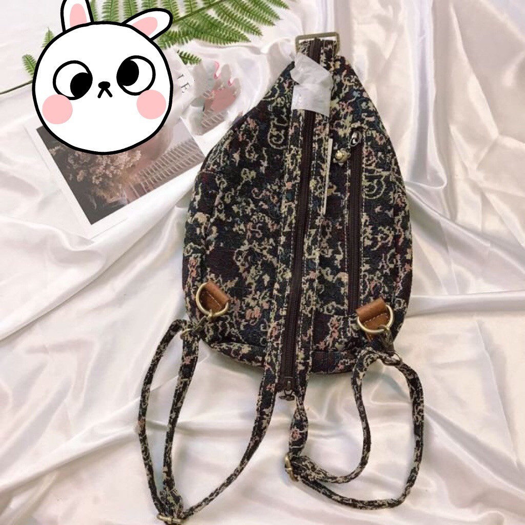 Túi bao tử ,túi đeo chéo nữ 2 ngăn với 5 chiếc là và thêu hoa văn cổ điển siêu xinh - DD144F899