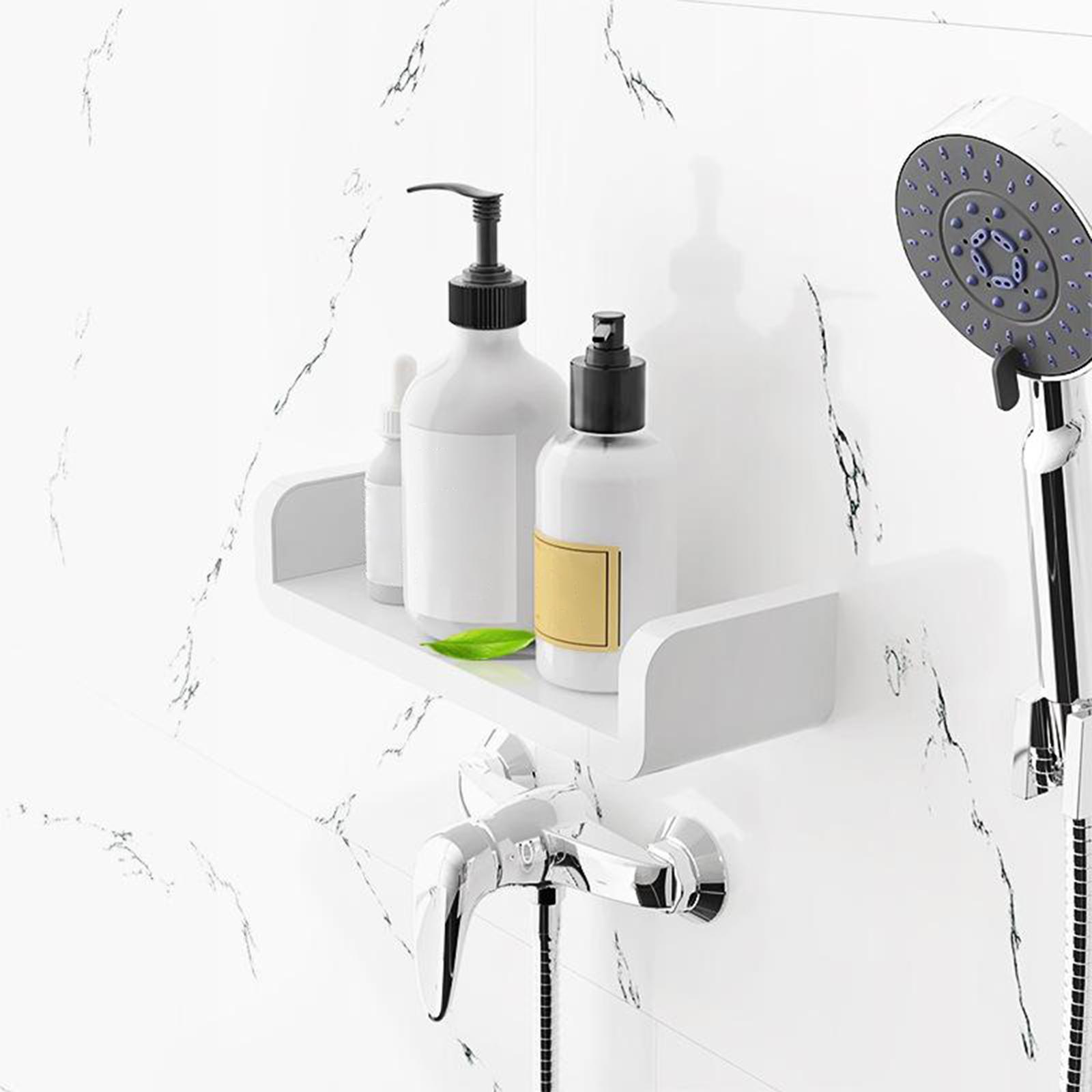 2x Wall Mounted Bathroom Organizer Floating Shelves with Adhesive, No