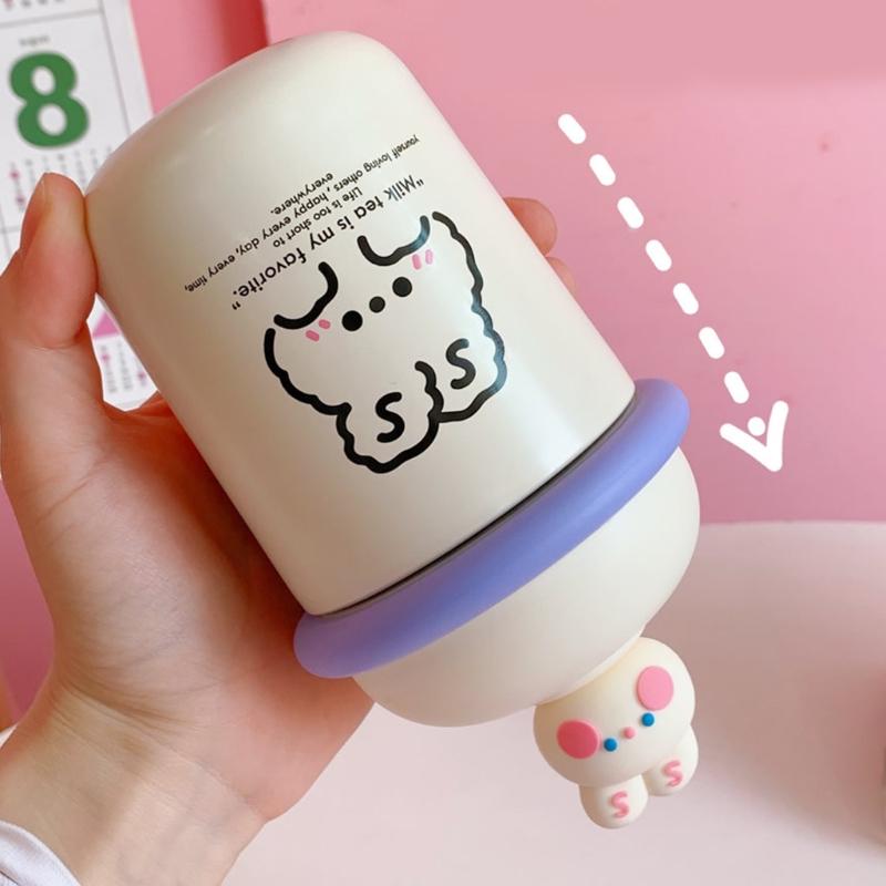 Động Vật Đáng Yêu Nước Thời Trang Trẻ Em Học Giữ Nhiệt Cốc Tập Uống Có Di Động Dây Đeo Vai Thép Không Gỉ Cốc - one