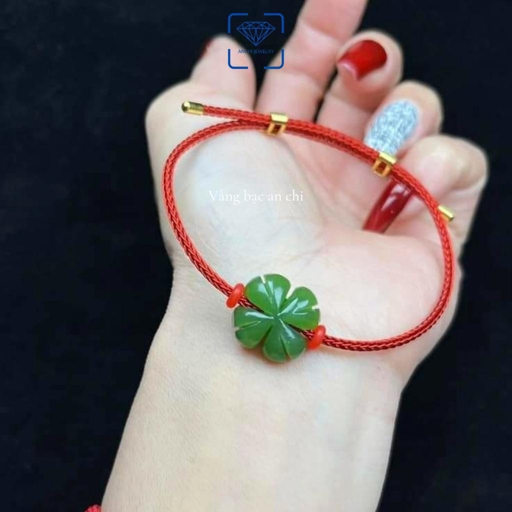 Vòng tay cỏ 4 lá xanh mướt - dây cáp/ thép/ cước 2mm, trang sức Anchi jewelry