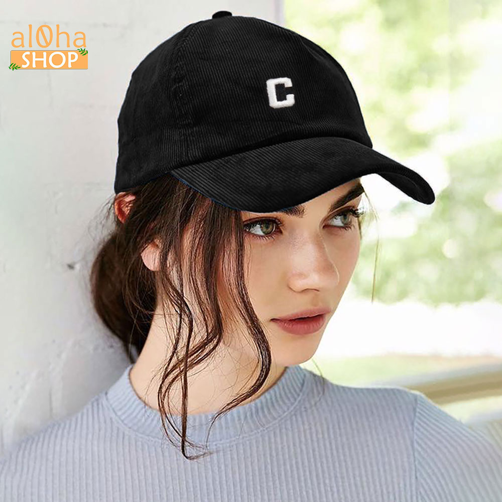 Mũ lưỡi trai vải kết nhung thêu chữ C - nón Ulzzang unisex nam nữ chống nắng - al0ha Shop