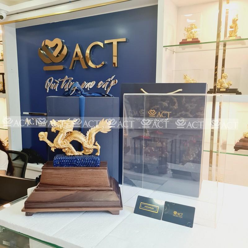 RỒNG PHONG THỦY DÂNG NGỌC DÁT VÀNG