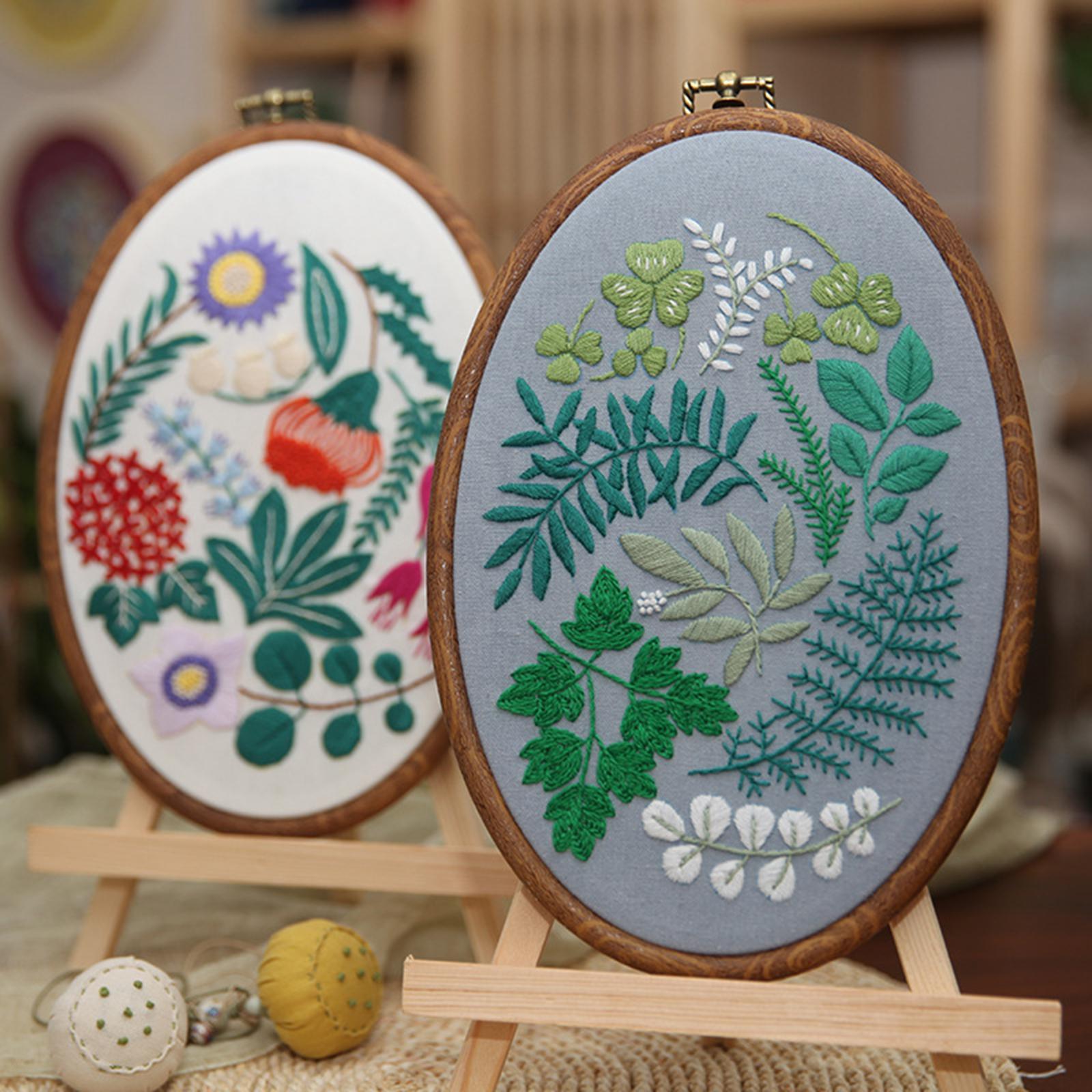 Stamped Embroidery Kit for Beginners with Pattern Floral Cross Stitch kit Starter Kit with Embroidery Hoop, Color Threads