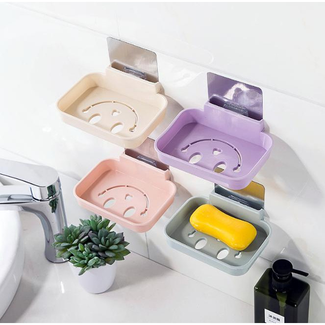 Giá để xà phòng treo tường tiện lợi hình mặt cười - giao màu ngẫu nhiên - 1 cái