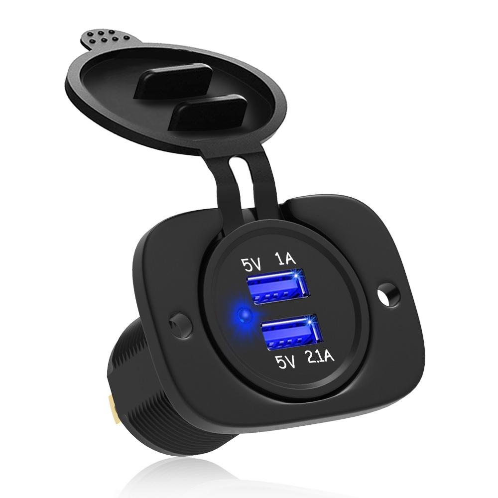 Ổ cắm điện hai cổng USB 12-24V 3.1A thông dụng cho xe hơi xe máy