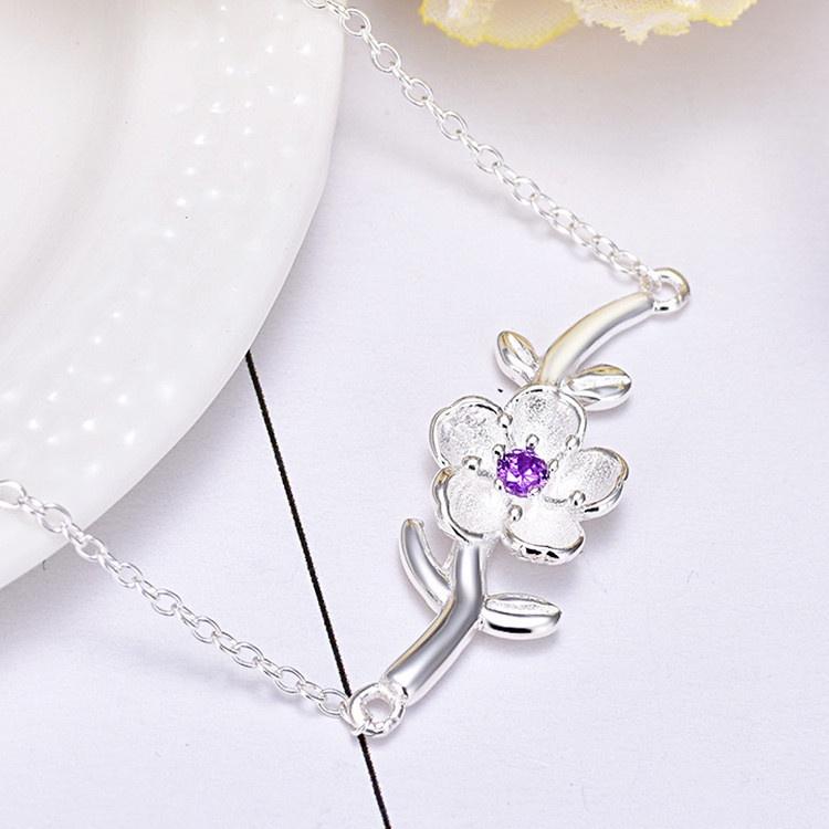 Vòng tay bạc kiểu dáng hoa đào xinh xắn phong cách Hàn Quốc mẫu 2 ANTA Jewelry - ATJ79014