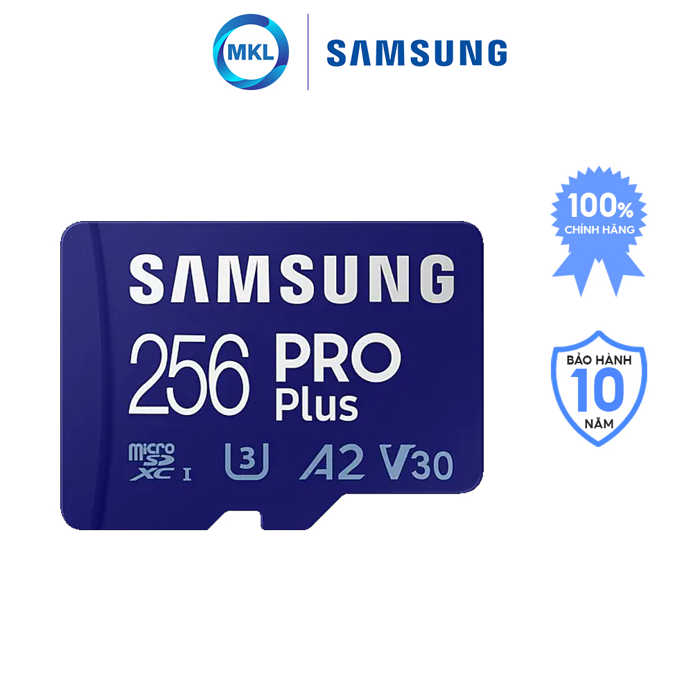 Thẻ nhớ MicroSD Samsung Pro Plus U3 tốc độ tối đa 160MB/s dung lượng 128GB/ 256GB/ 512GB chính hãng