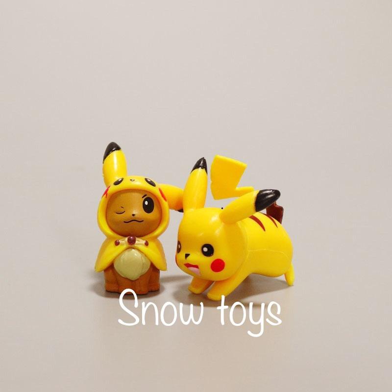 Mô hình Pikachu - Trọn bộ 8 mô hình Pikachu Bubasaur Squirtle Eevee Psyduck Rowlet - Cao khoảng 3.5 ~ 5cm